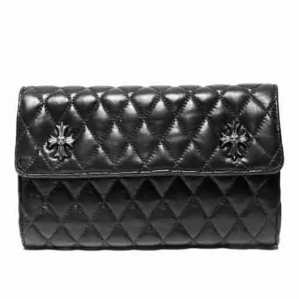 Chrome Hearts 2010 Logo Plaque Quilted Wallet Black