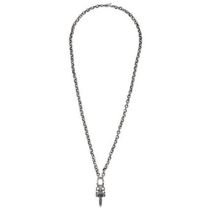 Chrome Hearts Big Double Dagger Pendant And Chain Silver
