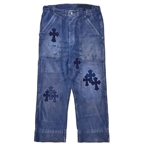 Chrome-Hearts-Denim-Cross-Patch-French-Work-Denim-Pants Chrome Hearts Denim Cross Patch French Work Denim Pants