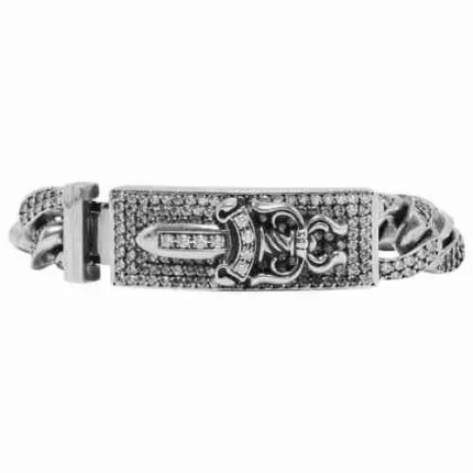 Chrome Hearts Diamond Studded Dagger Bracelet Silver