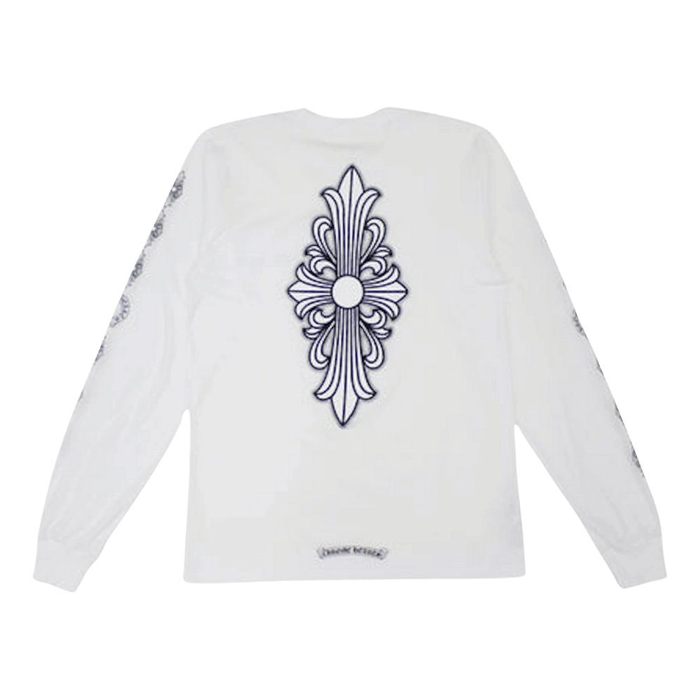 Chrome-Hearts-Floral-Cross-L-S-T-Shirt-White-B Chrome Hearts Floral Cross L/S T-Shirt White