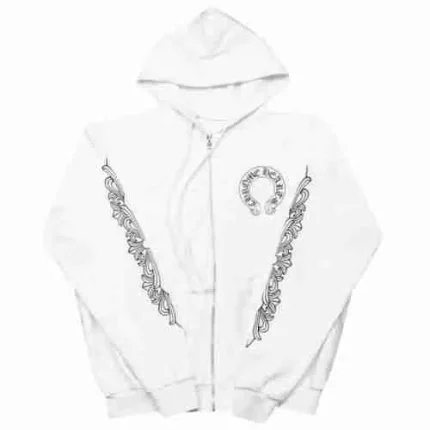 Chrome Hearts Floral Cross Zip Hoodie White