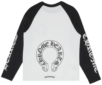 Chrome Hearts Horseshoe Neck Logo 3/4 Shirt ‘Black/White’