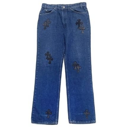 Chrome Hearts Levi’s 517 Black Cross Leather Patch Jeans