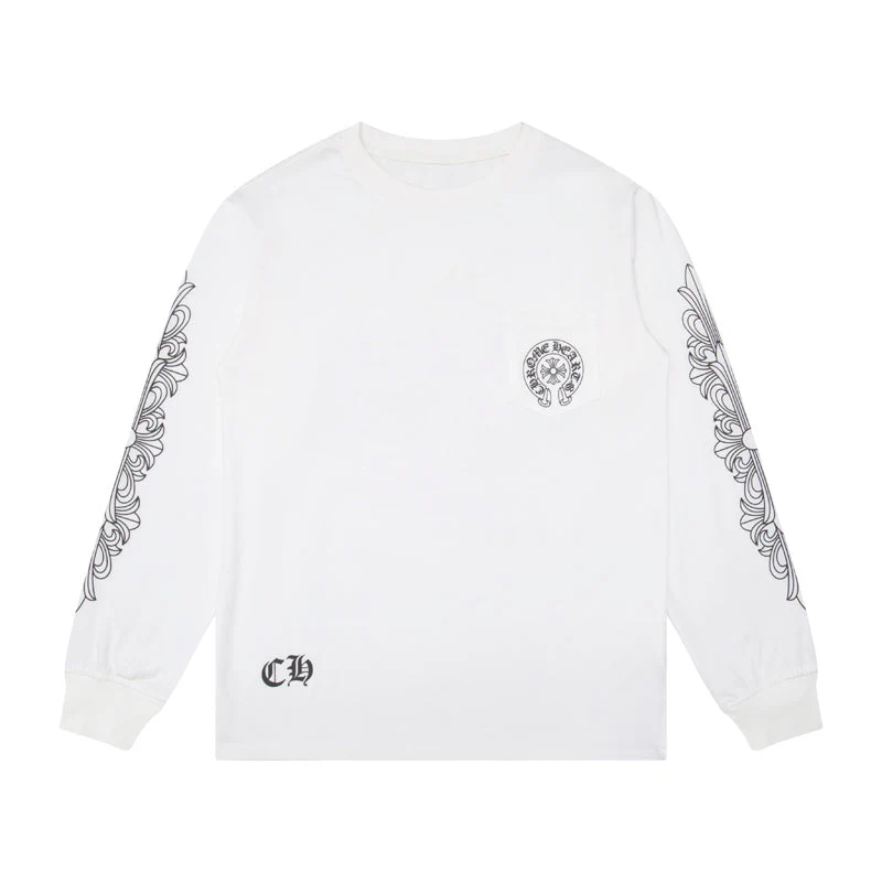 Chrome-Hearts-Los-Angeles-White-Sweatshirt-F Chrome Hearts Los Angeles Exclusive Horseshoe Logo Long Sleeve T-shirt