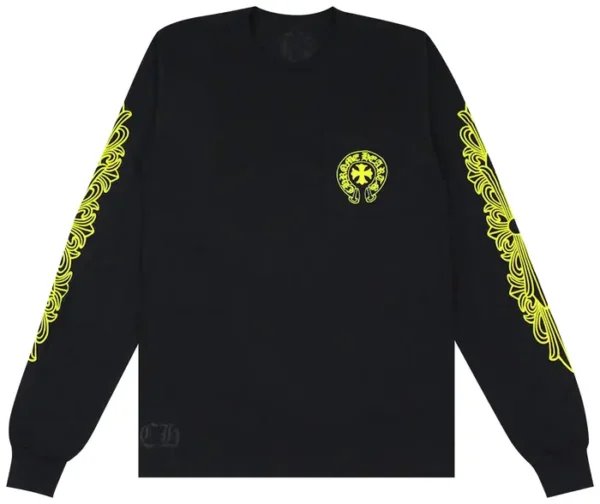 Chrome-Hearts-Made-In-Hollywood-Pocket-Long-Sleeve-T-Shirt-‘Black-Yellow-F Chrome Hearts Made In Hollywood Pocket Long-Sleeve T-Shirt ‘Black/Yellow’