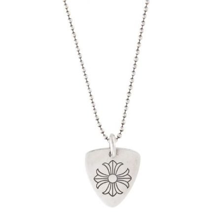 Chrome Hearts Maltese Cross Triangle Dog Tag Pendant Necklace Silver