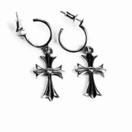 Chrome Hearts Tiny Cross Hoop Earring